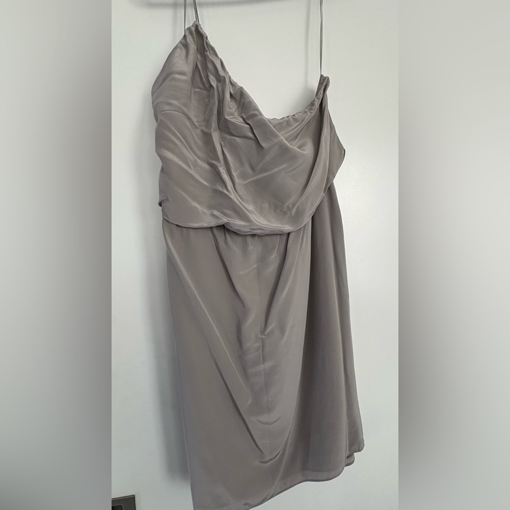 Halston Heritage Gray Sleeveless Cowl Neck Gown 100% silk